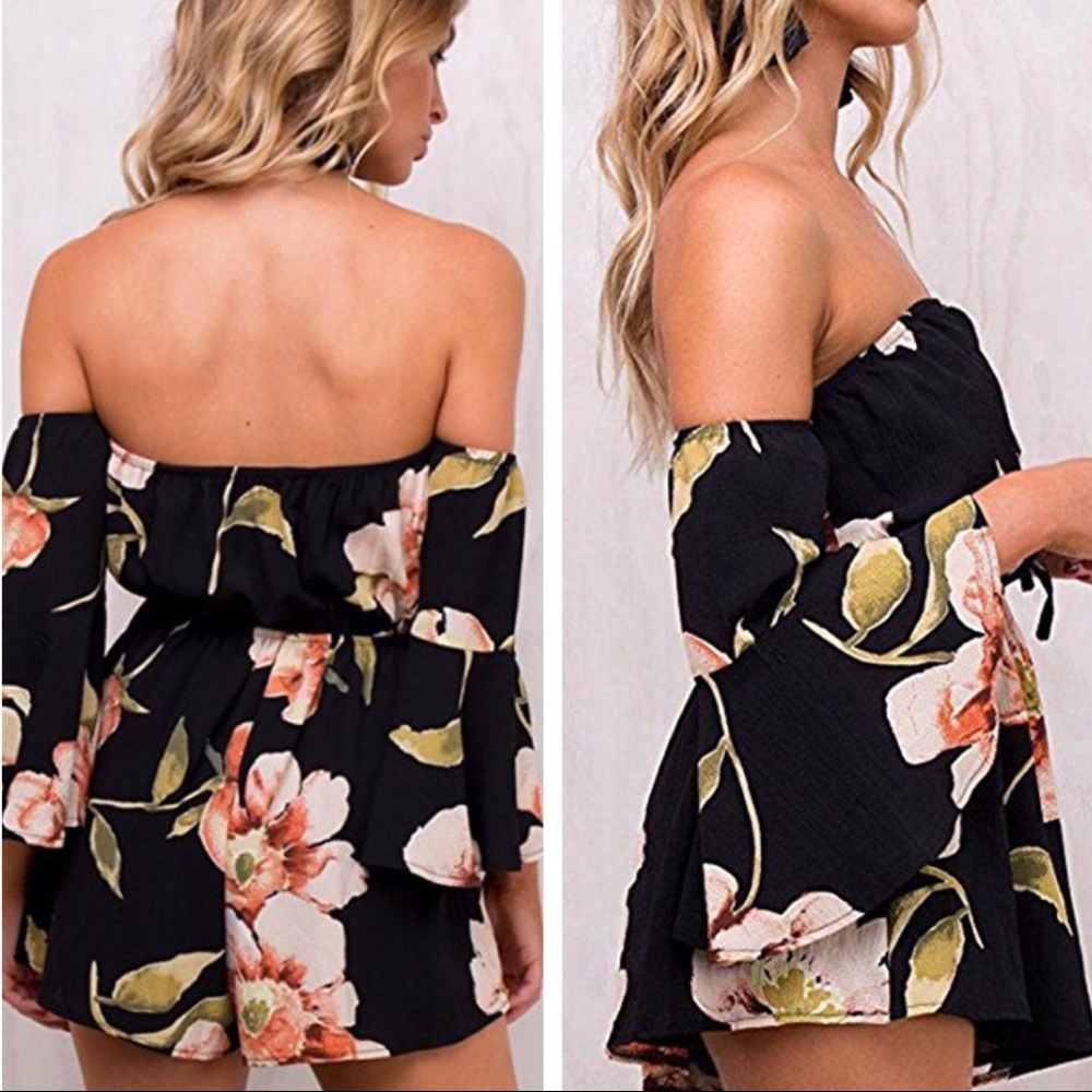 NWT Long Sleeves Floral Print Romper - Picture 3 of 7